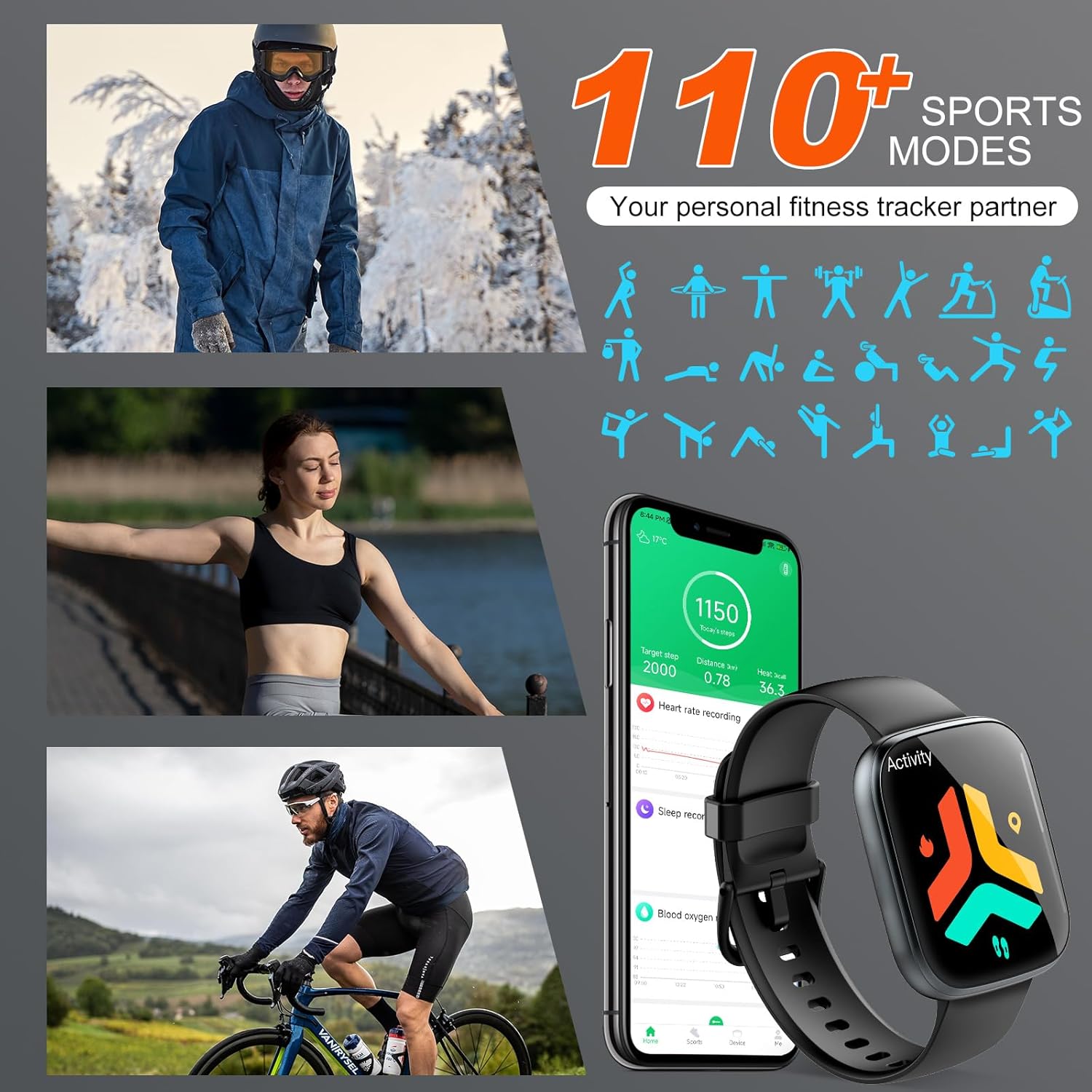 Smart Watch for Men Women, 1.96"HD Smartwatch (Answer/Make Call) with Heart Rate/Sleep Monitor/Pedometer/Spo2, 2025 New Fitness Watch 113+ Sport Modes, IP68 Waterproof Activity Tracker for Android iOS - Image 4